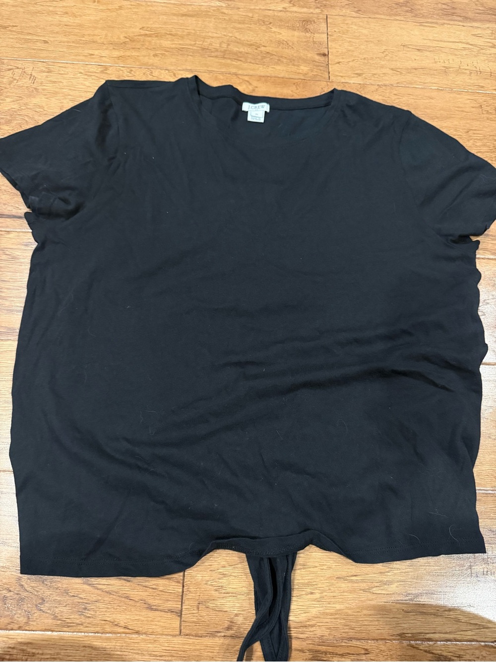 J. Crew Black Short Sleeve Tie-Back Crewneck Tee